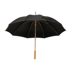 RPET Stockschirm mit Bambusgriff, Schwarz, MA4425703