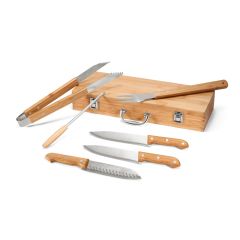 KABSA, Set of barbecue utensils in bamboo box, Natural, 53844-160