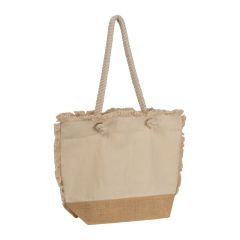 Borsa da spiaggia in cotone, beige, MA6457213