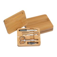 Set za manikuro v bambusovi škatli, bež, MA7364113