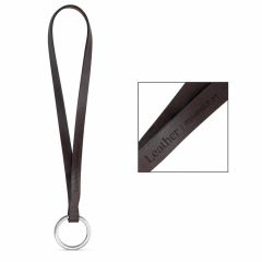 Printed sample of Lanyard LEATHER Short Slim (10 mm), Brown, 75032S-320