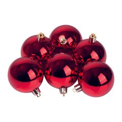 Set of 6 christmas baubles, rdeča, MA7578405
