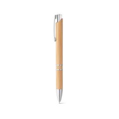 BETA BAMBOO, Kugelschreiber aus Bambus mit Clip und Metallverzierung, natürlich, 81011-160