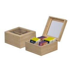 Holz-Teebox mit Glasdeckel, Beige, MA8229613