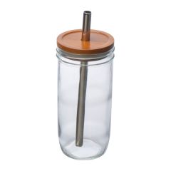 Glasbecher mit Bambusdeckel und Strohhalm, 650 ml, Banner, MA8384266