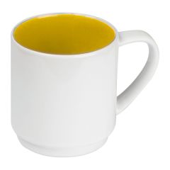 Keramiktasse, innen farbig und außen weiß, Gelb, MA8870508