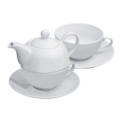 Teekanne mit Tasse und Untersetzer, Weiß, MA8885406