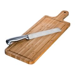 Bamboo chopping board with knife, Brown, MA8887201