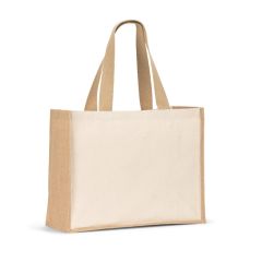 HELSINQUE, Canvas-Tasche (320 g/m²), mit Boden und Seiten aus laminiertem Jute (350 g/m²) in natürlichen Farbtönen, natürlich, 92538-160