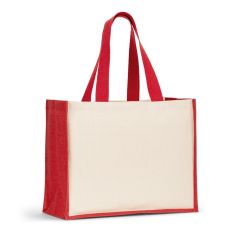 HELSINQUE COLOUR, borsa in tela (320 g/m²), con fondo e lati in juta laminata (350 g/m²) colorata, 92577