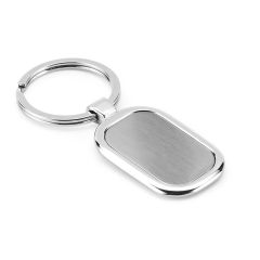 ZABEL, portachiavi in metallo progettato per la personalizzazione con doming, Argento satinato, 93158-127