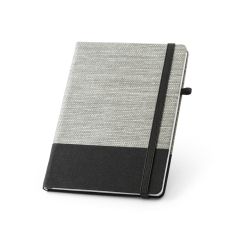 ROUSSEAU, A5 notepad in straw fibre and cotton canvas with lined pages, Black, 93268-103