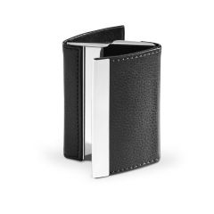 LONE, doppelter Kartenhalter aus Metall und PU, Schwarz, 93318-103