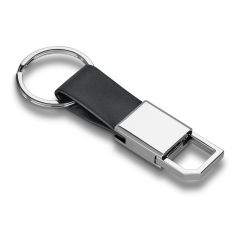 BOURCHIER, Metal and PU keyring with hook, Black, 93363-103