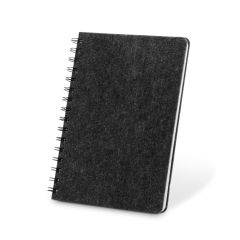 MISHIMA, A5 notebook with semi-hard cover in recycled felt (100% rPET) with rings and lined pages, Dark grey, 93635-133