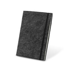 BALDWIN, A5 notepad with recycled felt cover (100% rPET) and lined pages in 100% recycled paper, Dark grey, 93636-133