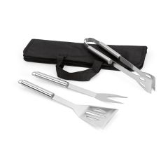 SOARES, Barbecue set with 3 stainless steel pieces, Black, 93998-103