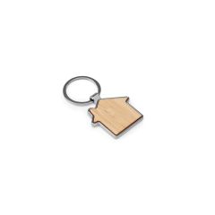 GASTON HOUSE, House-shaped iron keychain in zinc and bamboo, Natural, 95117-160