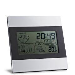DENE, Desktop weather station with aluminium and ABS LCD screen, Satin silver, 97070-127