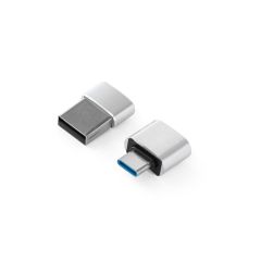 MINSKY, Set of 2 aluminium USB-A / USB-C adapters, Satin silver, 97090-127