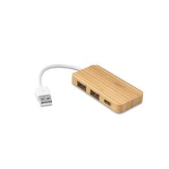 MOSER, HUB with 2 USB-A and 1 USB-C ports in bamboo, Natural, 97127-160