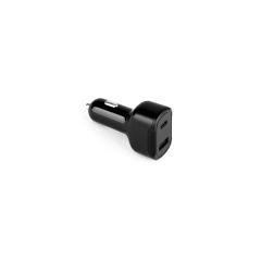 DIRAC, adattatore per accendino con porta USB-A 18W e USB-C 20W in ABS riciclato (100% rABS), nero, 97189-103