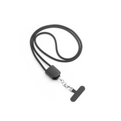 ZEWAIL, Lanyard with included smartphone holder, USB-C cable and various adapters in recycled ABS and recycled TPE, Black, 97194-103