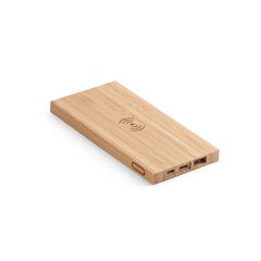 FITCH, Power bank 5.000 mAh with 5W wireless charger in bamboo, Natural, 97909-160