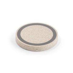 CUVIER, 15W wireless charger in recycled ABS (65% rABS) and wheat straw fiber (35%), Natural, 97929-160