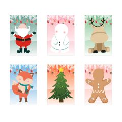 GLIMN, Set of six sheets with Christmas figures and 3 sheets of stickers, White, 98154-106
