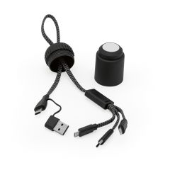 Cavo Versacord 5-in-1 rPET. rABS. Ricarica veloce, nero, ACB001-103