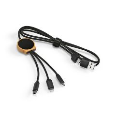 Asimov 5-in-1 Cable Bamboo and rPET. Backlit logo, Black, ACB003-103