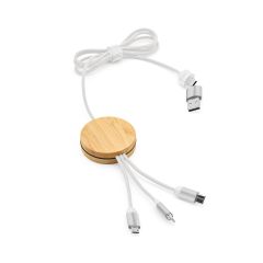 Feynman 5-in-1 Cable Bamboo and rPET. Backlit logo, ACB004