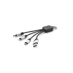 Sagan 4-in1 Kabel rTPR. Beleuchtetes Logo und Aufhängeöse, Schwarz, ACB005-103