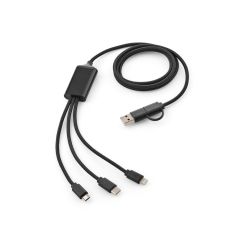 Turing 5-in-1 Cable rPVC. 1.2m 10W, Black, ACB017-103