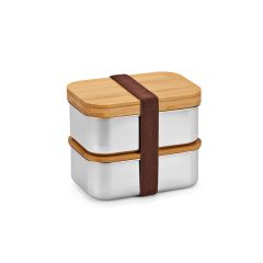 Vermeer Lunchbox rSS 1480ml mit Bambusdeckel und Besteck, Silber, ALB004-107