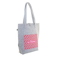 CreaFelt Toteback, prilagođena RPET torba za rame, bijela / siva, AP716687