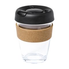 Corgla, bicchiere da viaggio in vetro, trasparente / nero, AP722040