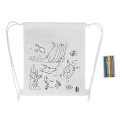 Zocolo, RPET colouring drawstring bag, sea, white, AP800298-B