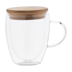 Grobina, mug termico in vetro, trasparente / naturale, AP800443