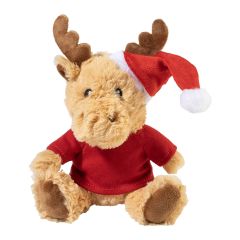 Mjukren, RPET plush reindeer, natural / red, AP800855