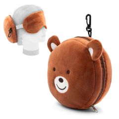 Orsetto di peluche, cuscino da viaggio, mascherina per gli occhi | Ren, marrone, HE829-16
