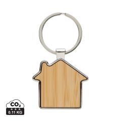 Portachiavi per casa in lega di zinco riciclato RCS con bambù, argento, XDP191.6909