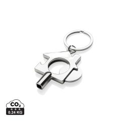 Portachiavi 3 in 1 in lega di zinco riciclata RCS, argento, XDP191.7102