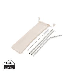 Set di 3 cannucce in acciaio inox riutilizzabili, argento, XDP269.572