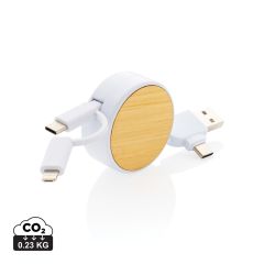 RCS recycled plastic Ontario 4-in-1 retractable cable, white, XDP302.373