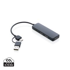 RCS USB razdjelnik od reciklirane plastike s dvostrukim ulazom, crno, XDP308.261