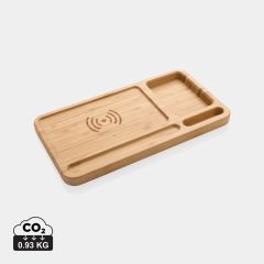 Bamboo desk organiser 10W wireless charger, brown, XDP308.399