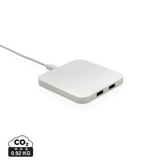 RCS punjač za bežično punjenje od reciklirane plastike 10W s USB priključcima, bijela, XDP308.463