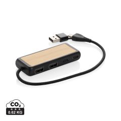 Link RCS USB hub s dvostrukim ulazom od reciklirane plastike i bambusa, crno, XDP308.5601
